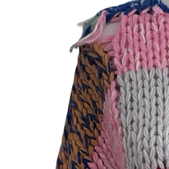 Colorful and Bold Patchwork Knit Sweater - Picture 15 of 16